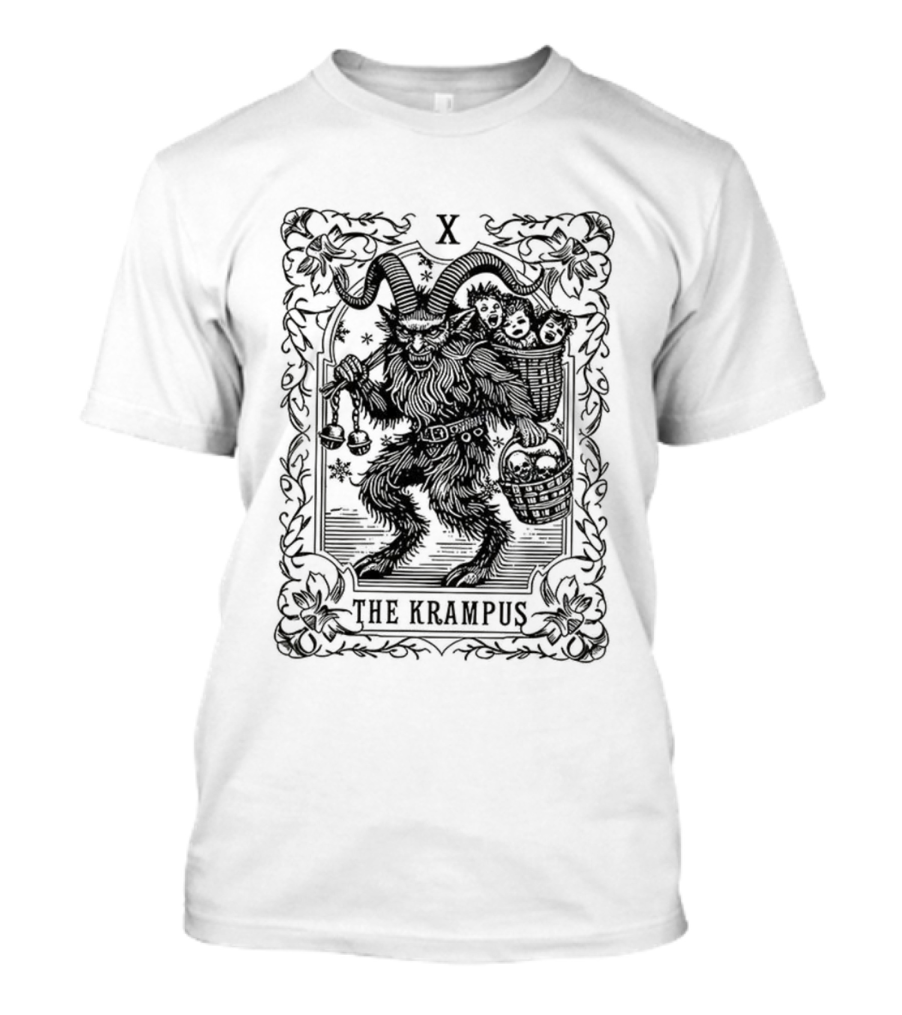 The Krampus Tarot Card X Gothic Occult Christmas Design T-Shirt