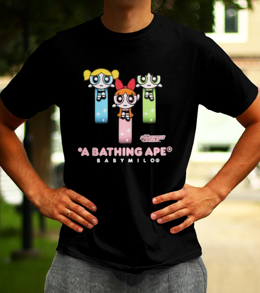 A Bathing Ape Baby Milo X Powerpuff Girls Collaboration Bling Stars T-Shirt