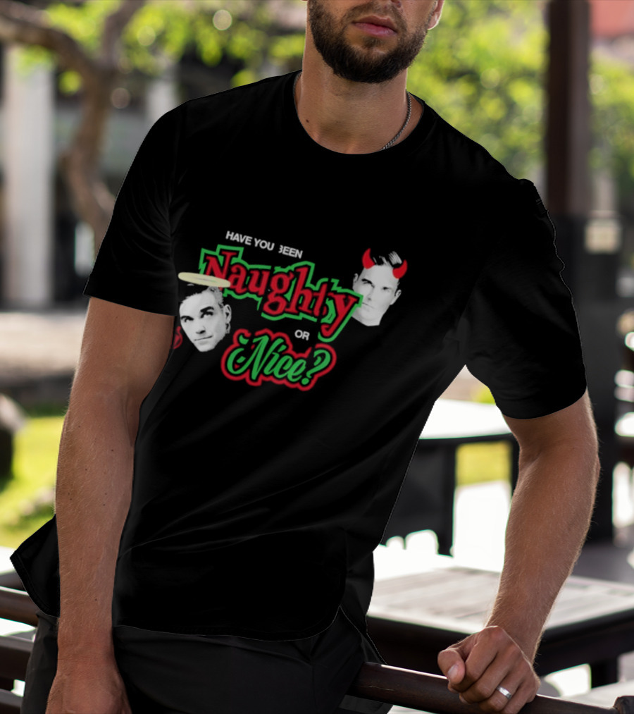 Naughty Or Nice Devil Angel Contrast Faces T-Shirt