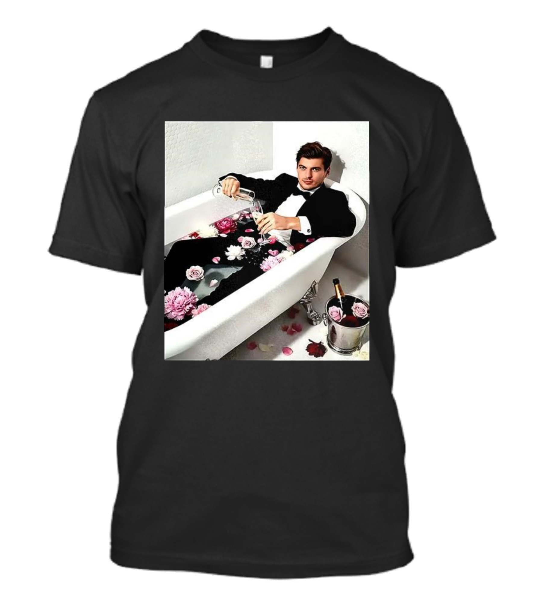 Max Verstappen Oracle Red Bull F1 Elegant Tuxedo Bathtub Roses T-Shirt