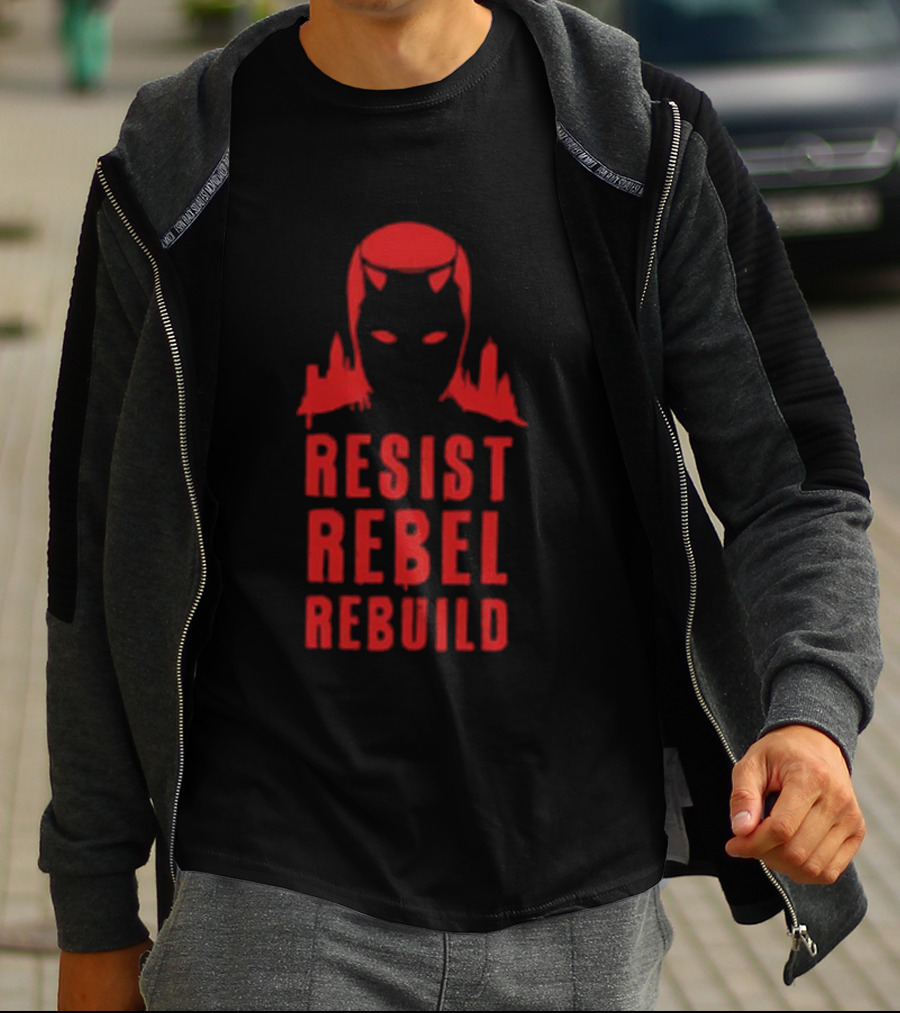 Daredevil Resist Rebel Rebuild Heroic Icon Mask Symbol T-Shirt