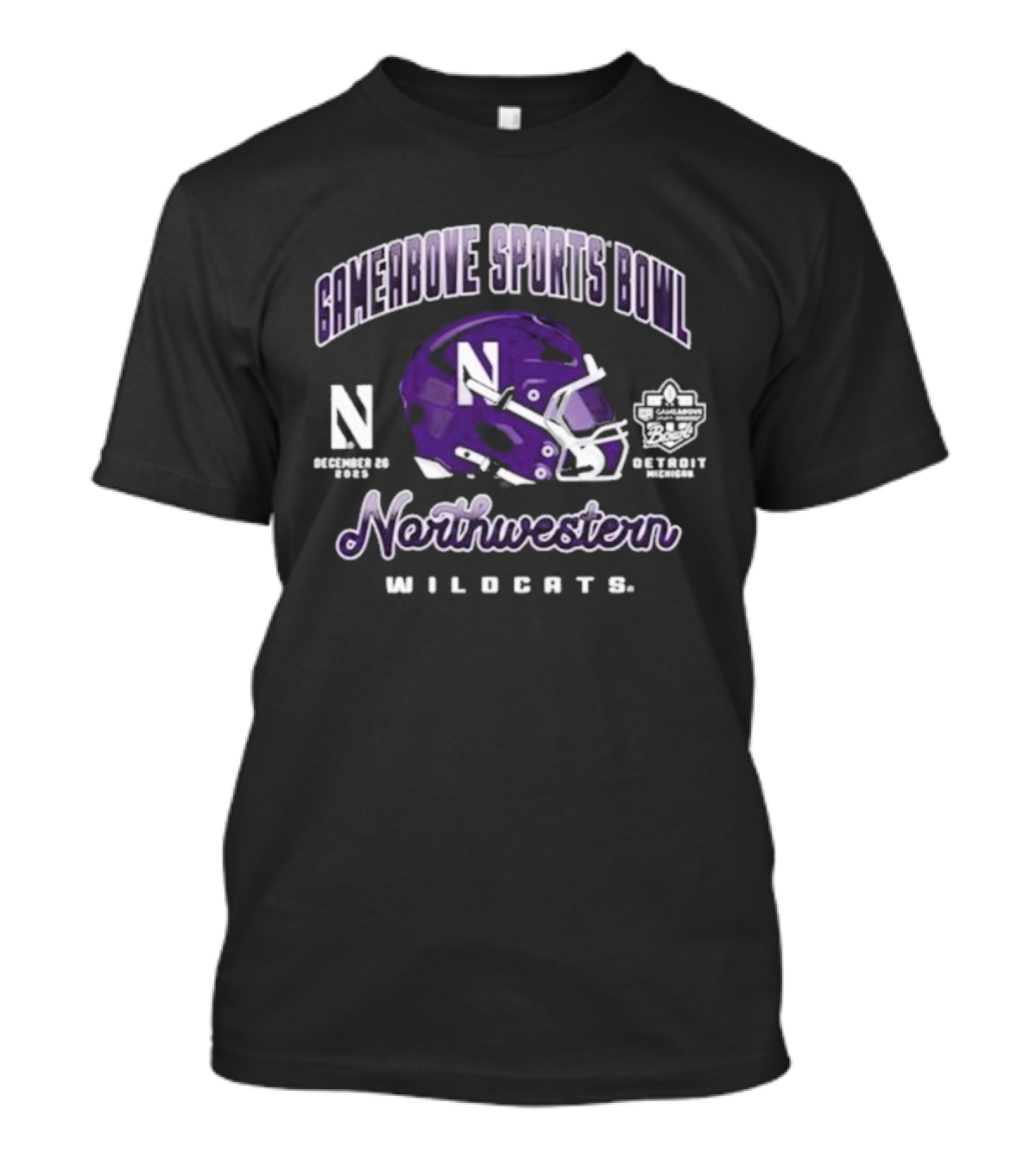 Gameabove Sports Bowl Northwestern Wildcats 2025 Helmet T-Shirt