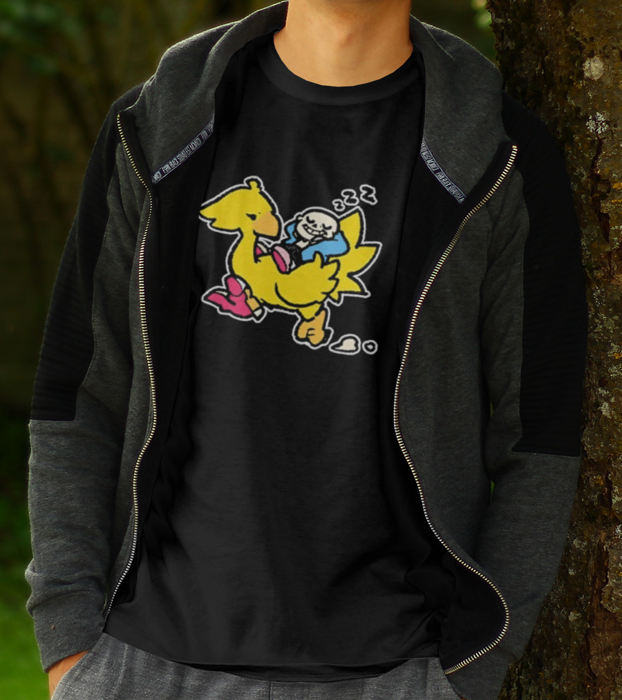 Undertale X Square Enix Sans Riding Chocobo Collaboration T-Shirt