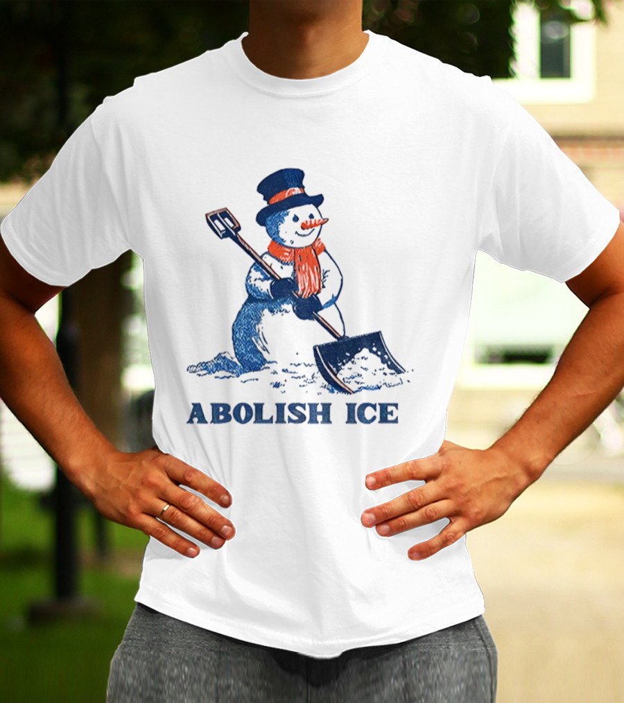 Cute Snowman Abolish Ice Christmas Winter Shovel T-Shirt