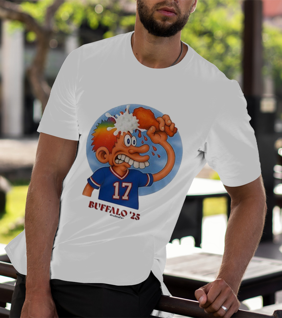 Buffalo Bills Cartoon Character Chicken Wing Helmet 17 Buffalo '25 T-Shirt