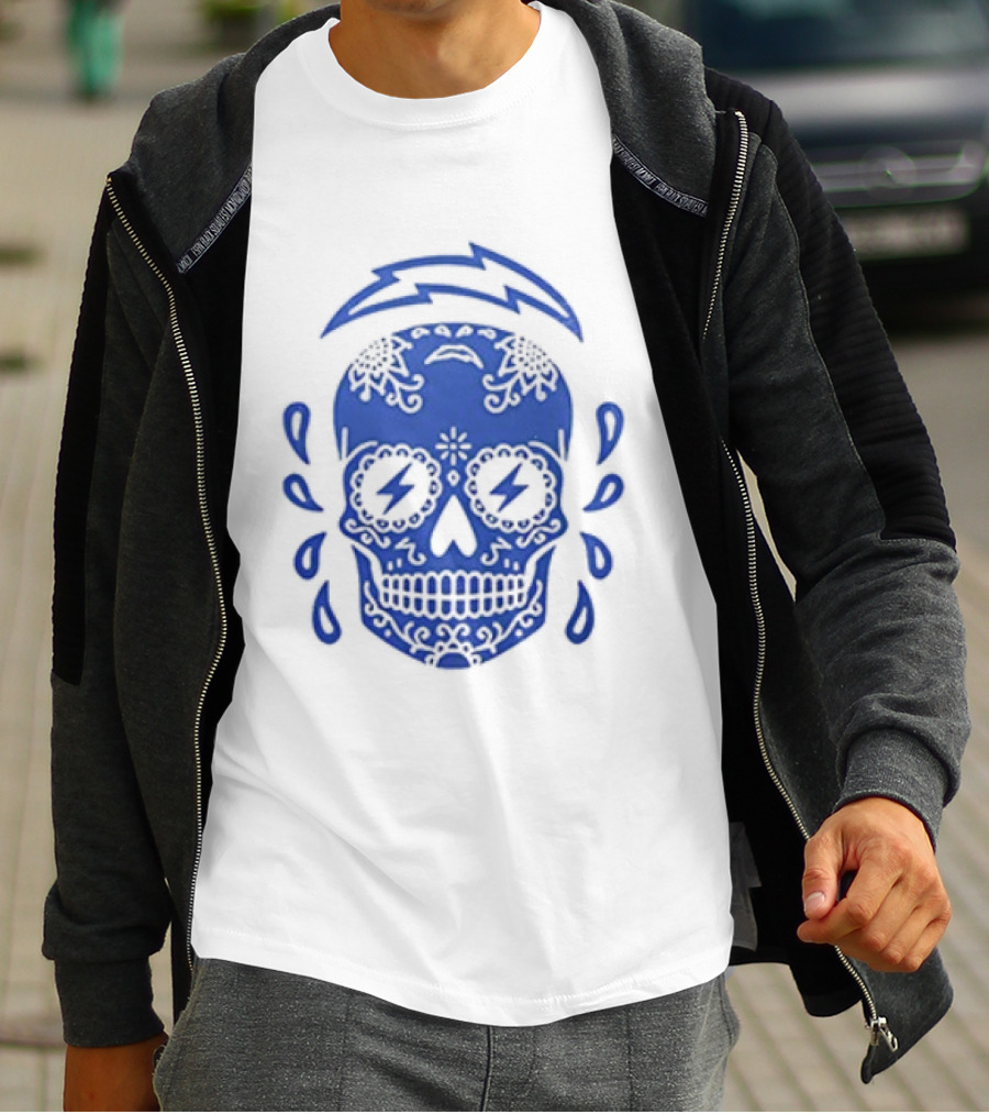 Puro Chargers 1960 Los Angeles Chargers Sugar Skull NFL Team Spirit T-Shirt