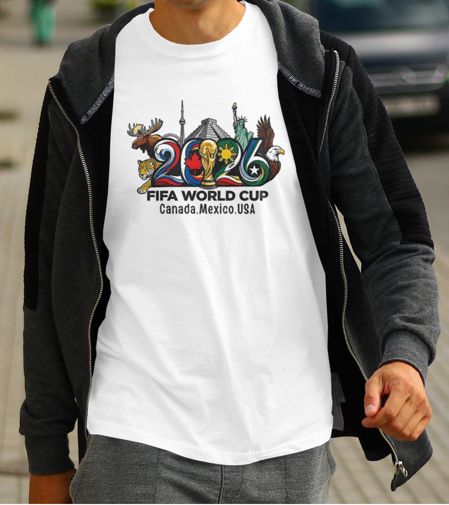 FIFA World Cup 2026 Canada Mexico USA Wildlife Landmarks Icons T-Shirt