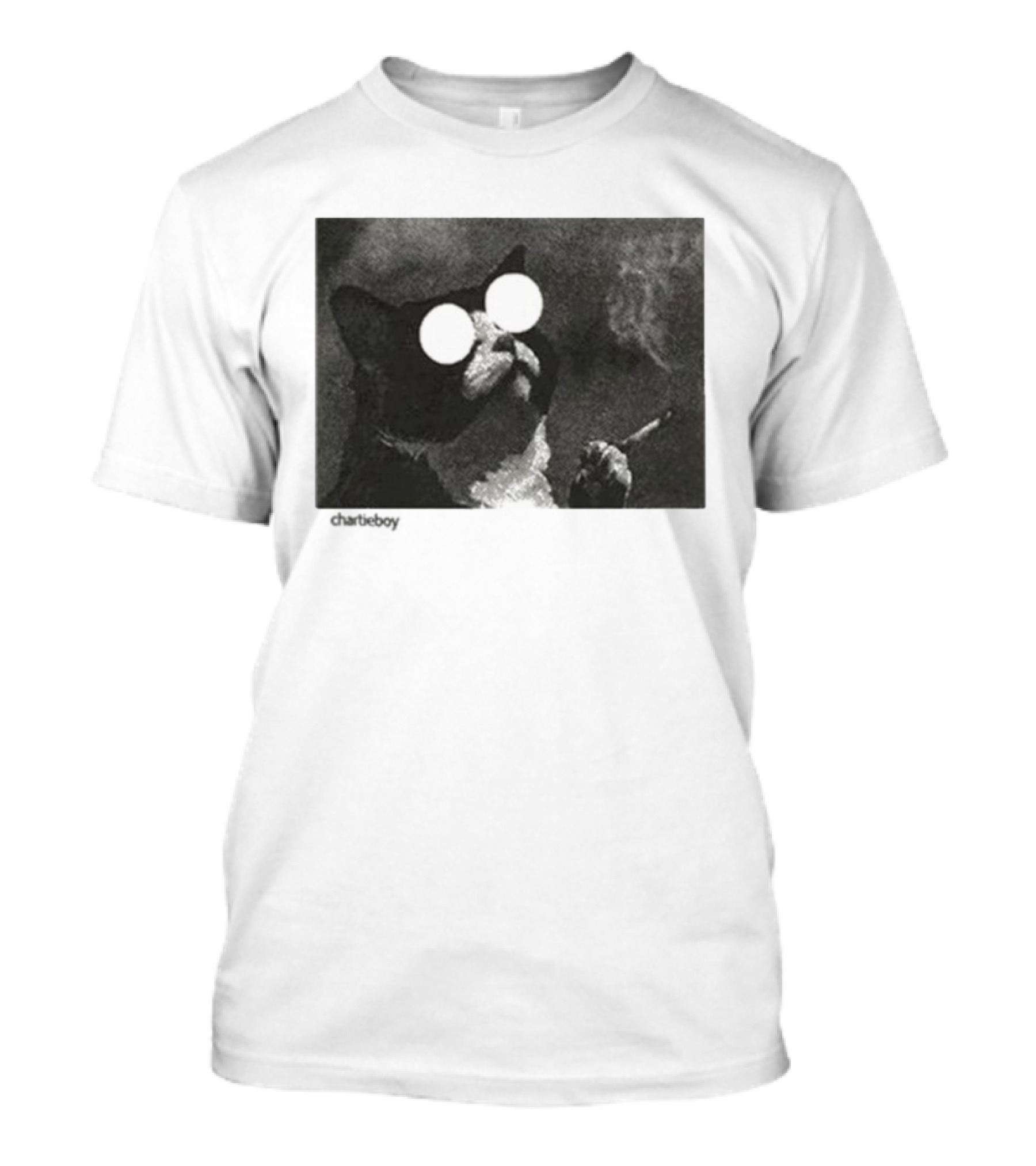 Charlieboy Trippy Cool Cat Smoking Visionary Optical Illusion Retro T-Shirt