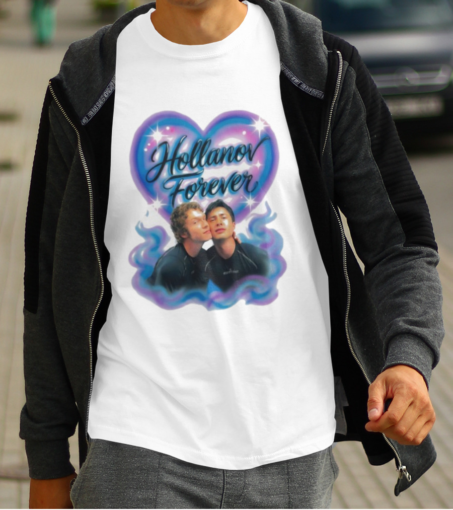 Hollanov Forever Airbrush Heart Blue Pink T-Shirt