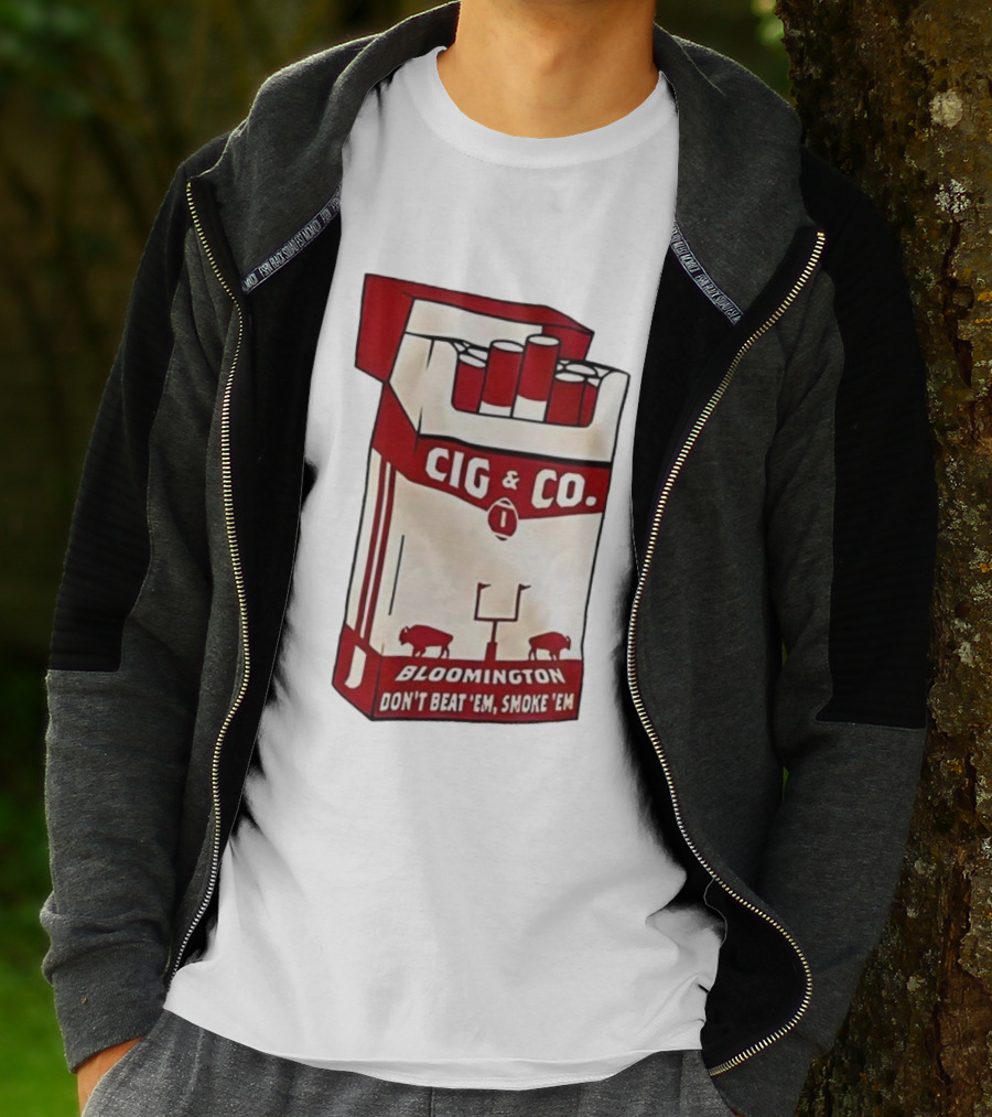 Bloomington Cig & Co Don't Beat 'Em Smoke 'Em Red Pack Football Field Buffalos T-Shirt