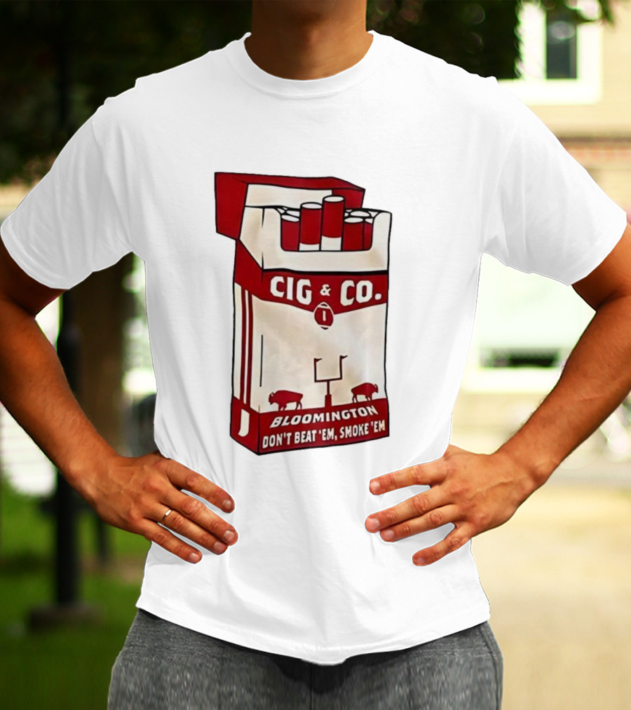 Bloomington Cig & Co Don't Beat 'Em Smoke 'Em Red Pack Football Field Buffalos T-Shirt