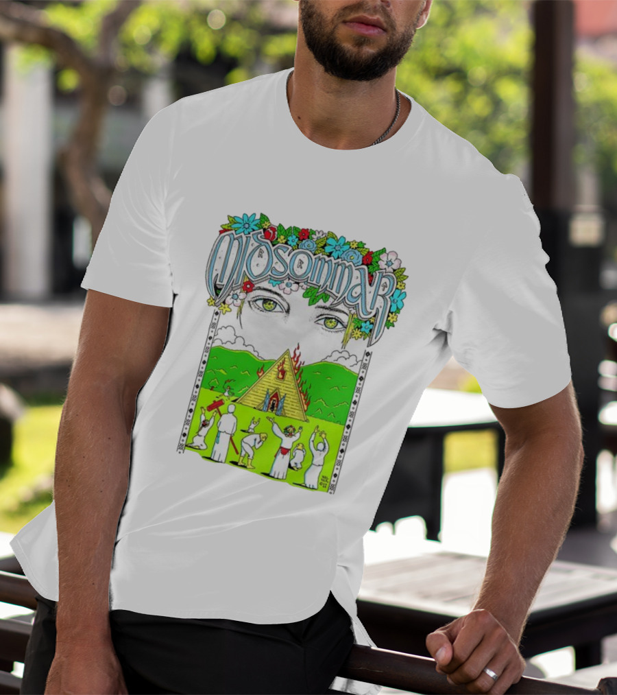 Midsommar Eyes Pyramid Fire Ceremony Illustration T-Shirt