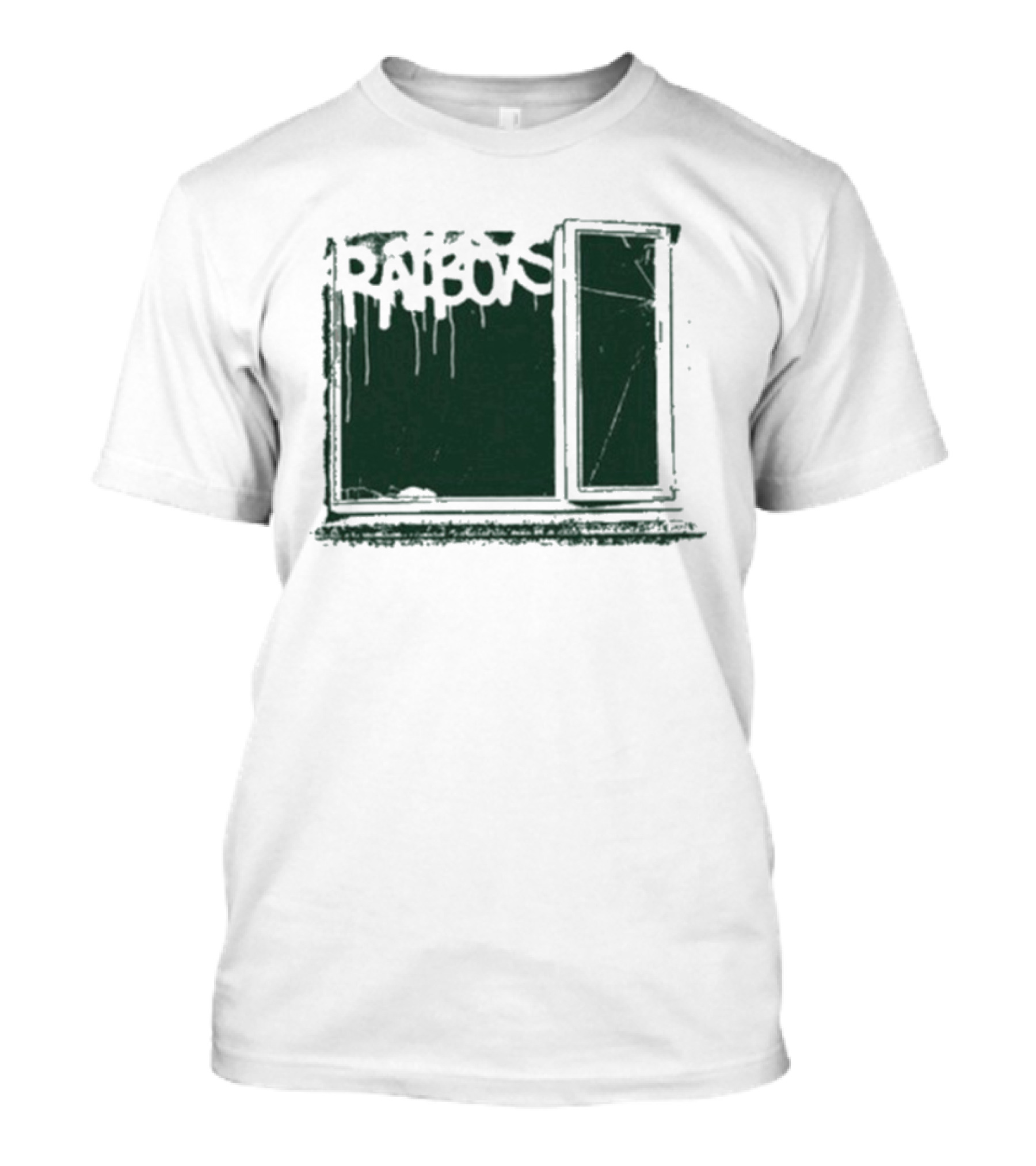 Ratboys Beige Cracked Window Dark Green T-Shirt