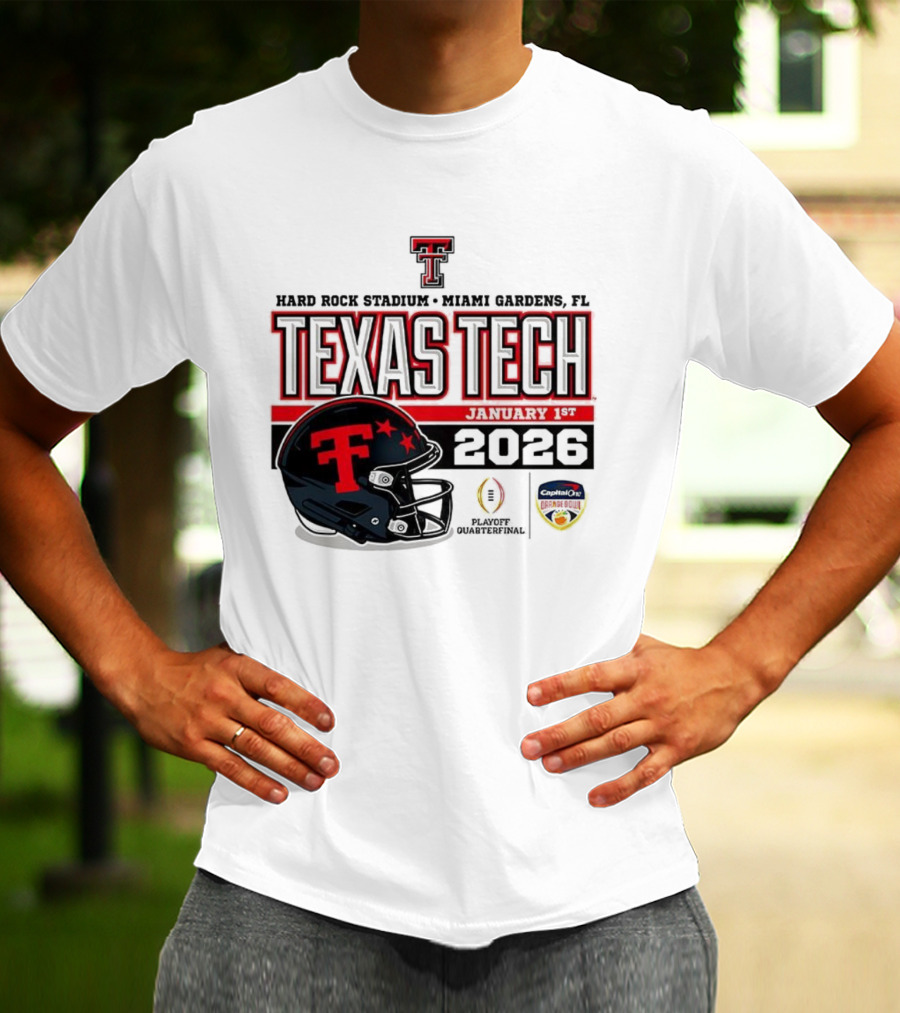 Texas Tech Red Raiders January 1 CFP Hard Rock Stadium College Football Playoff Helmet T-Shirt