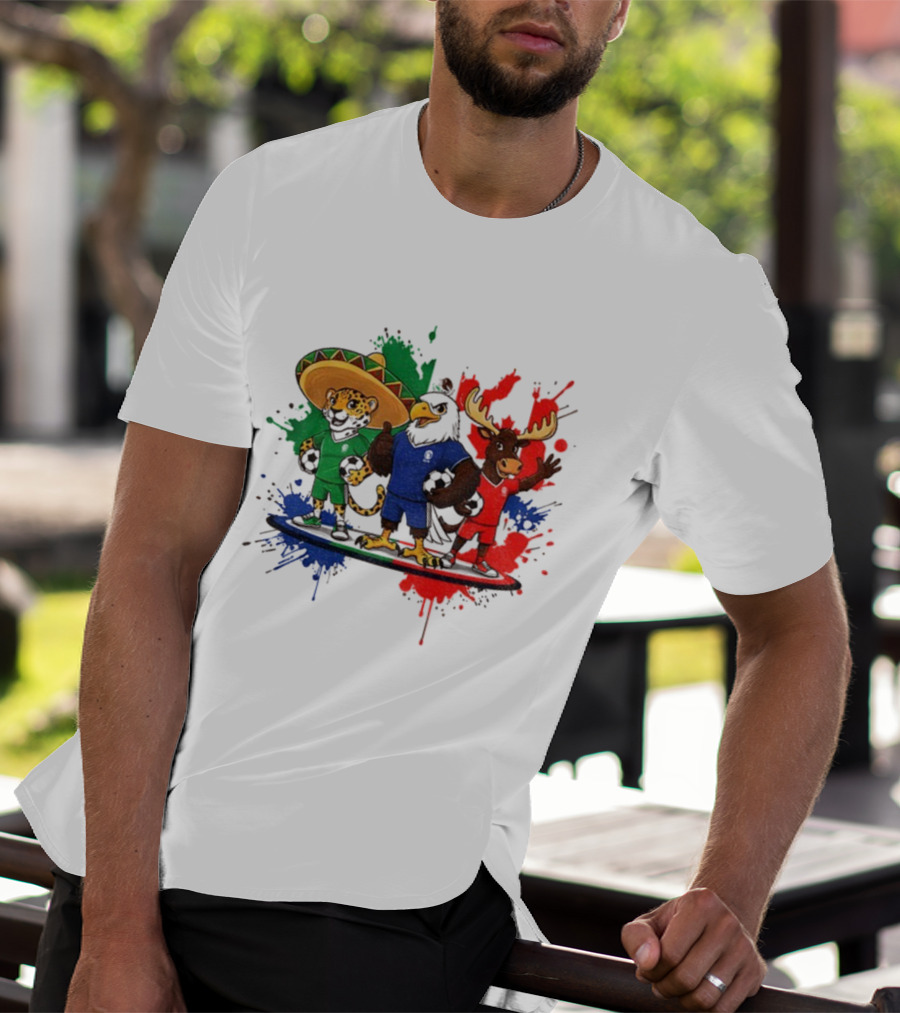 World Cup 2026 Mascot Maple Zayu Clutch Jaguar Eagle Moose Soccer Trio T-Shirt