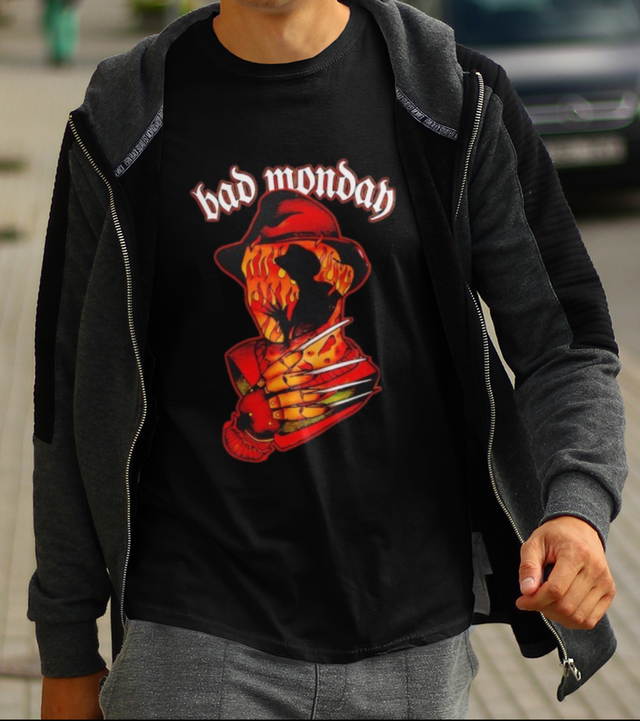 Bad Monday Apparel Flaming Glove Fedora Shadow T-Shirt