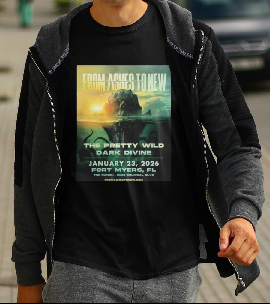 From Ashes To New The Pretty Wild Dark Divine Live Fort Myers FL January 23 2026 Event At The Ranch T-Shirt