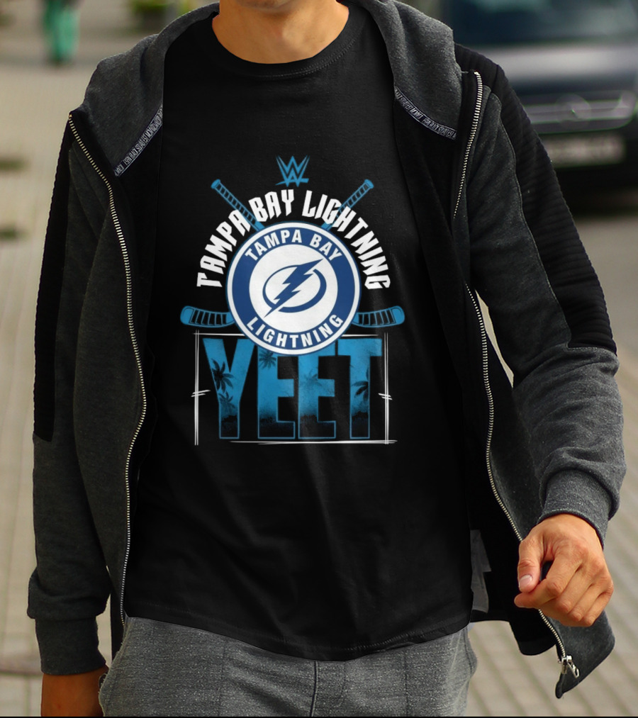 Tampa Bay Lightning YEET Edition Jey Uso WWE Hockey Crossover T-Shirt