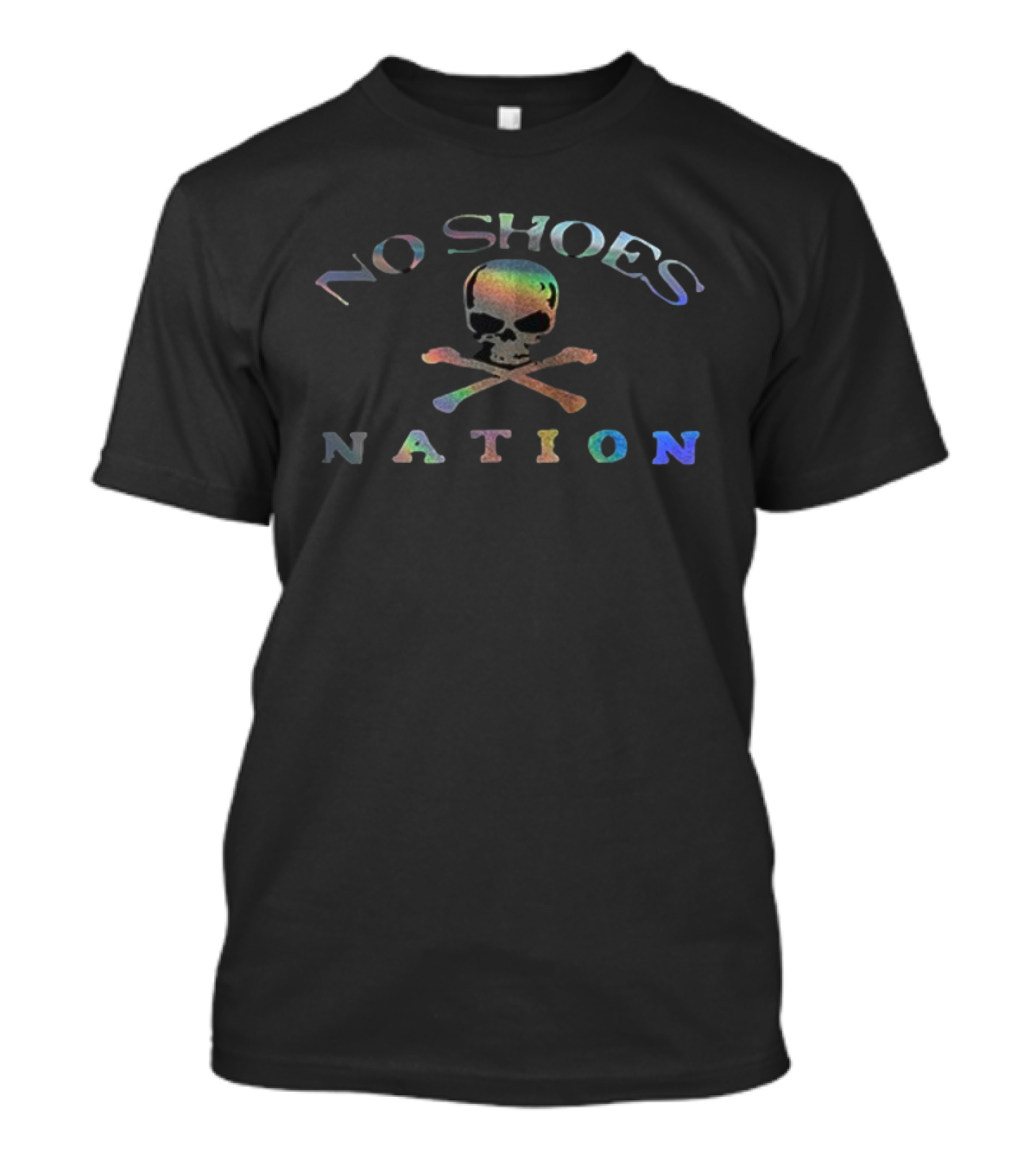 No Shoes Nation Skull Crossbones Hologram T-Shirt
