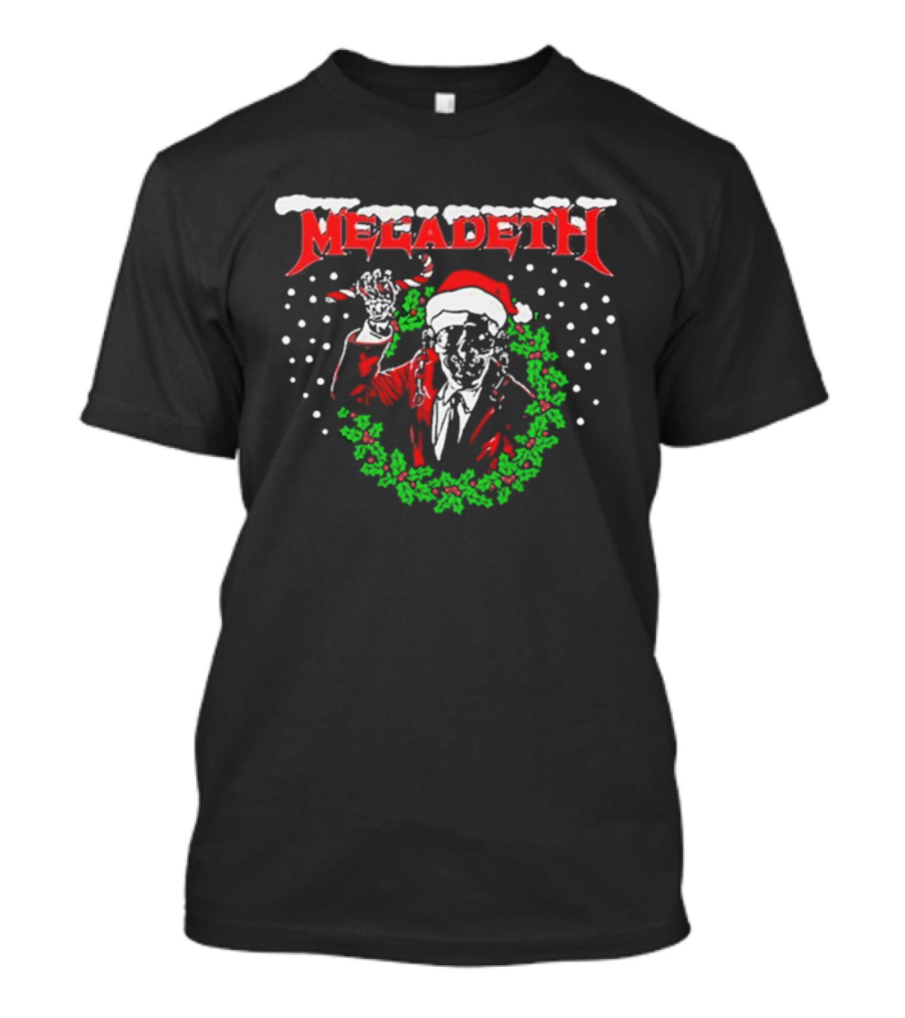 Megadeth Vic Rattlehead Santa Christmas Wreath Holiday T-Shirt