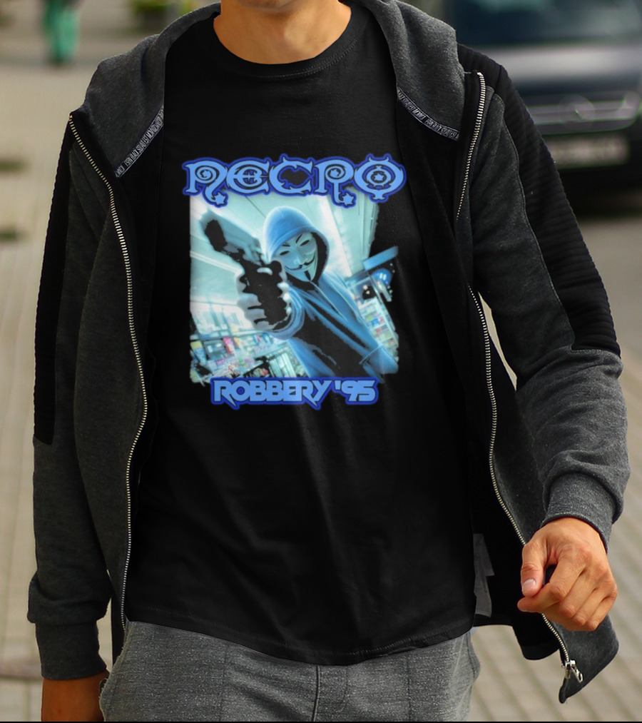 Necro Robbery '95 Hacker Mask Gun Store T-Shirt