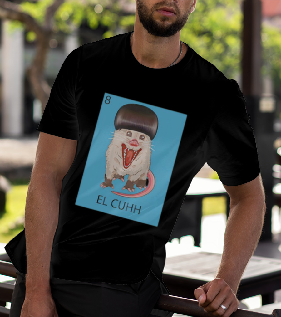 Takuache Loteria El Cuhh Card Number 8 Possum Art Cartoon Style T-Shirt