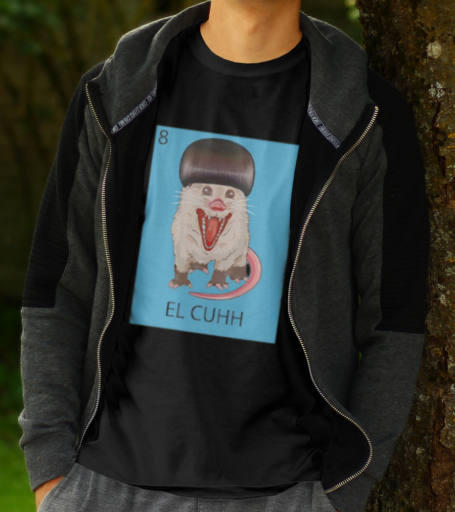 Takuache Loteria El Cuhh Card Number 8 Possum Art Cartoon Style T-Shirt