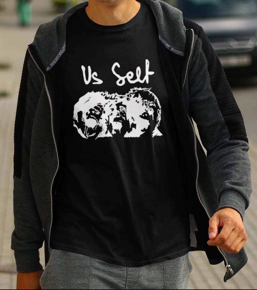 Vs Self Faces Monochrome Expression Graphic T-Shirt