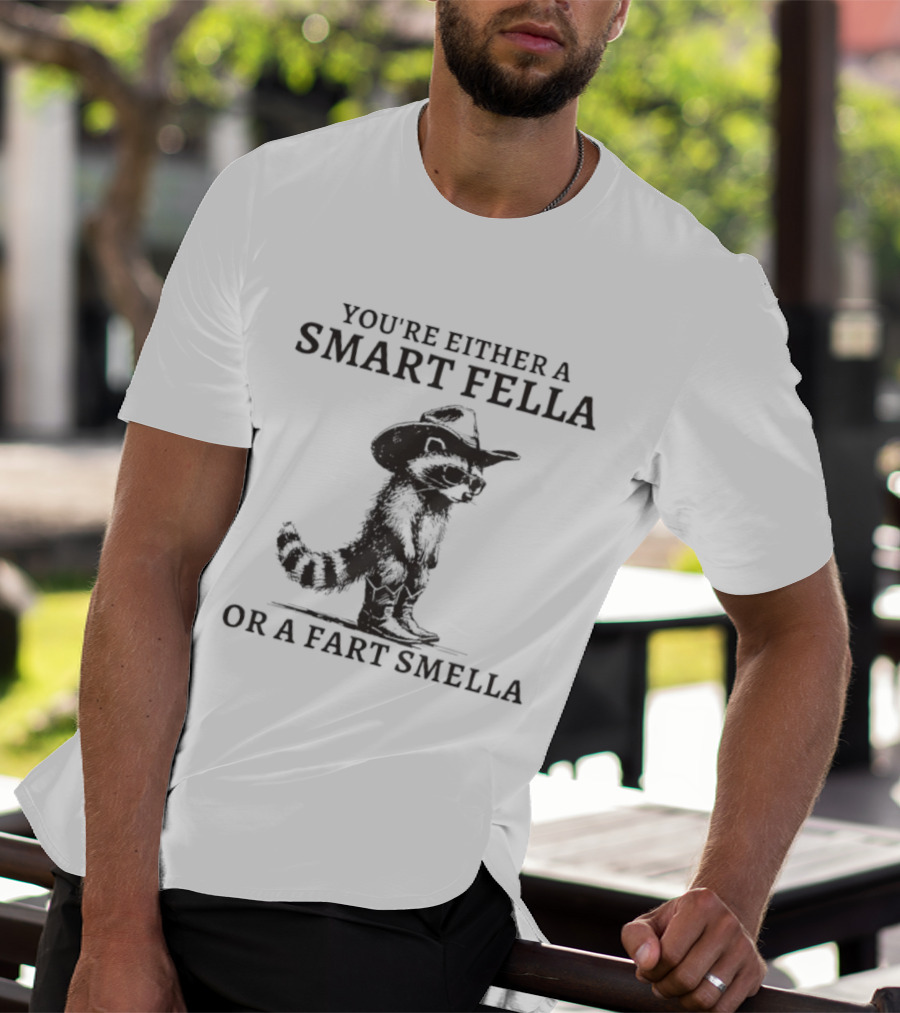 You’re Either A Smart Fella Or A Fart Smella Retro Raccoon T-Shirt