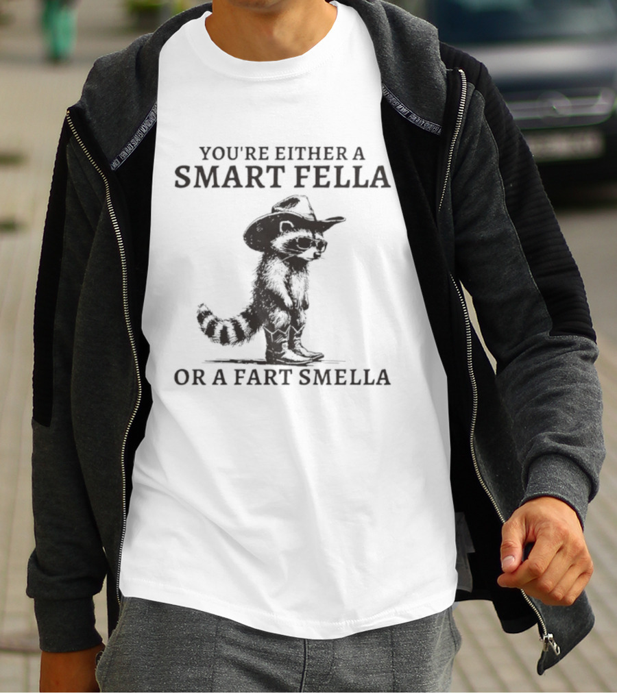 You’re Either A Smart Fella Or A Fart Smella Retro Raccoon T-Shirt