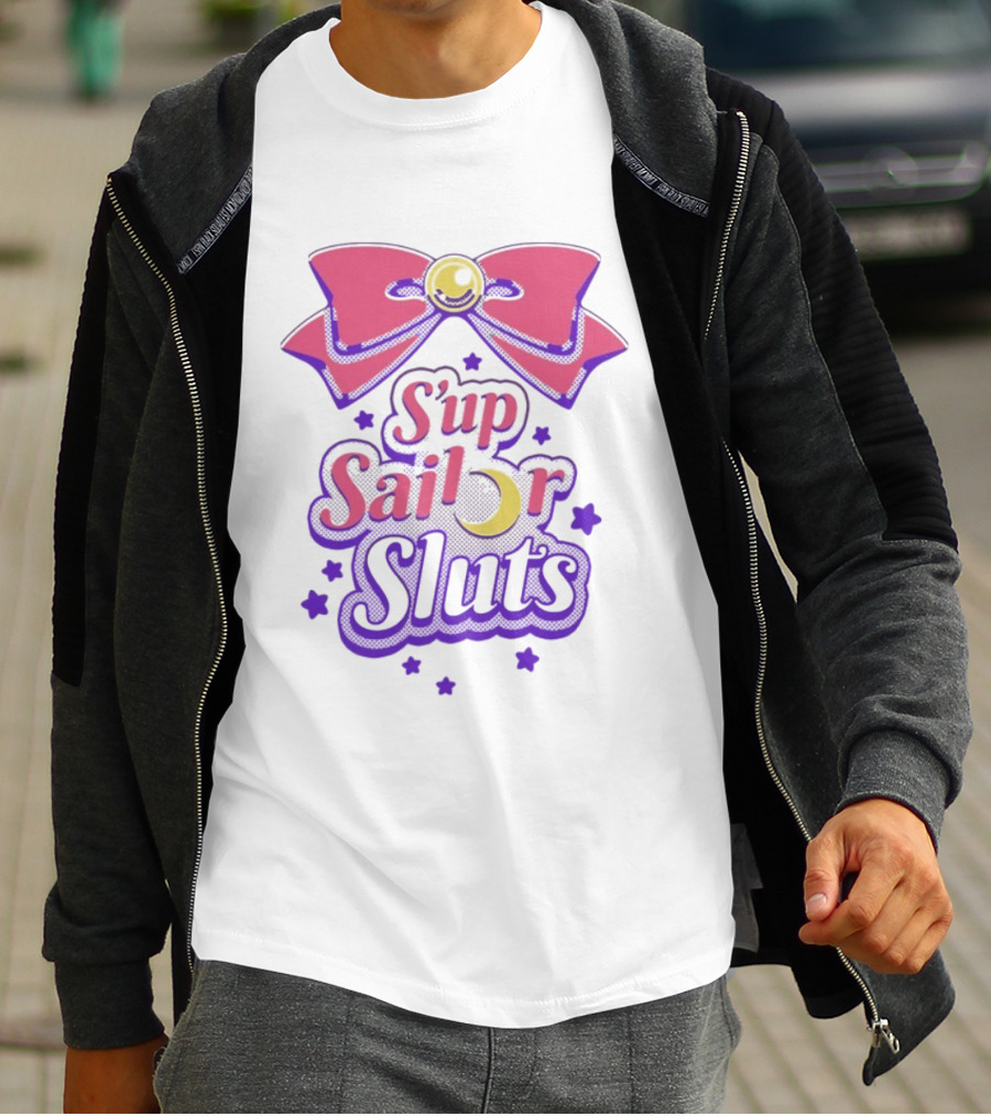 S'up Sailor Moon Bow Stars Crescent Witty Phrase T-Shirt