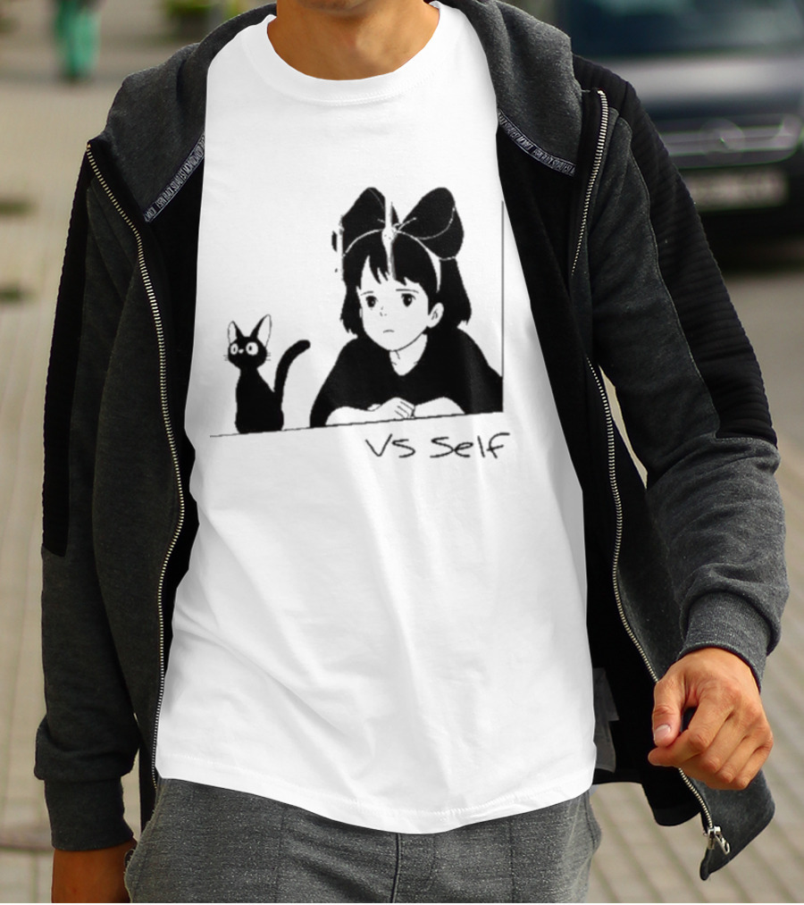 Vs Self Cat Girl Anime Style Bow Figure With Cat T-Shirt