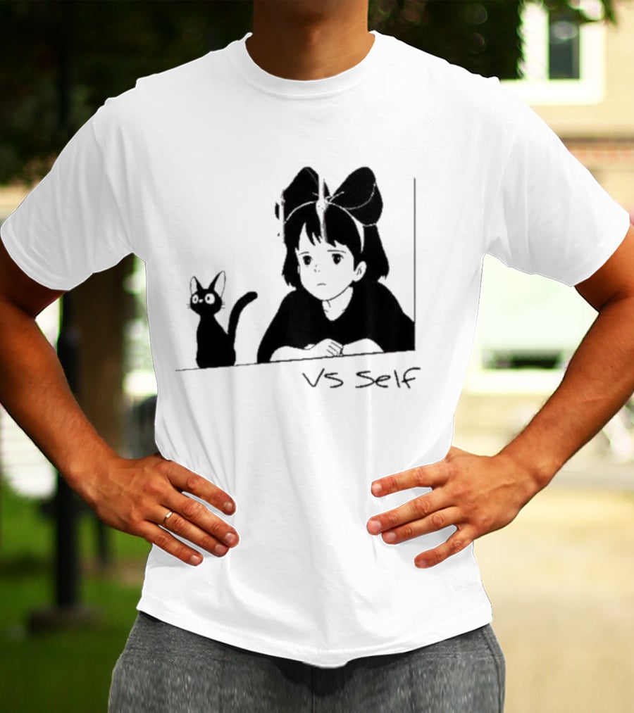 Vs Self Cat Girl Anime Style Bow Figure With Cat T-Shirt