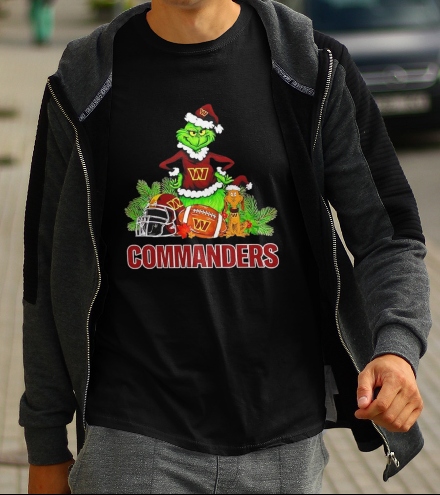 The Grinch And Max Commanders Christmas Football Theme T-Shirt