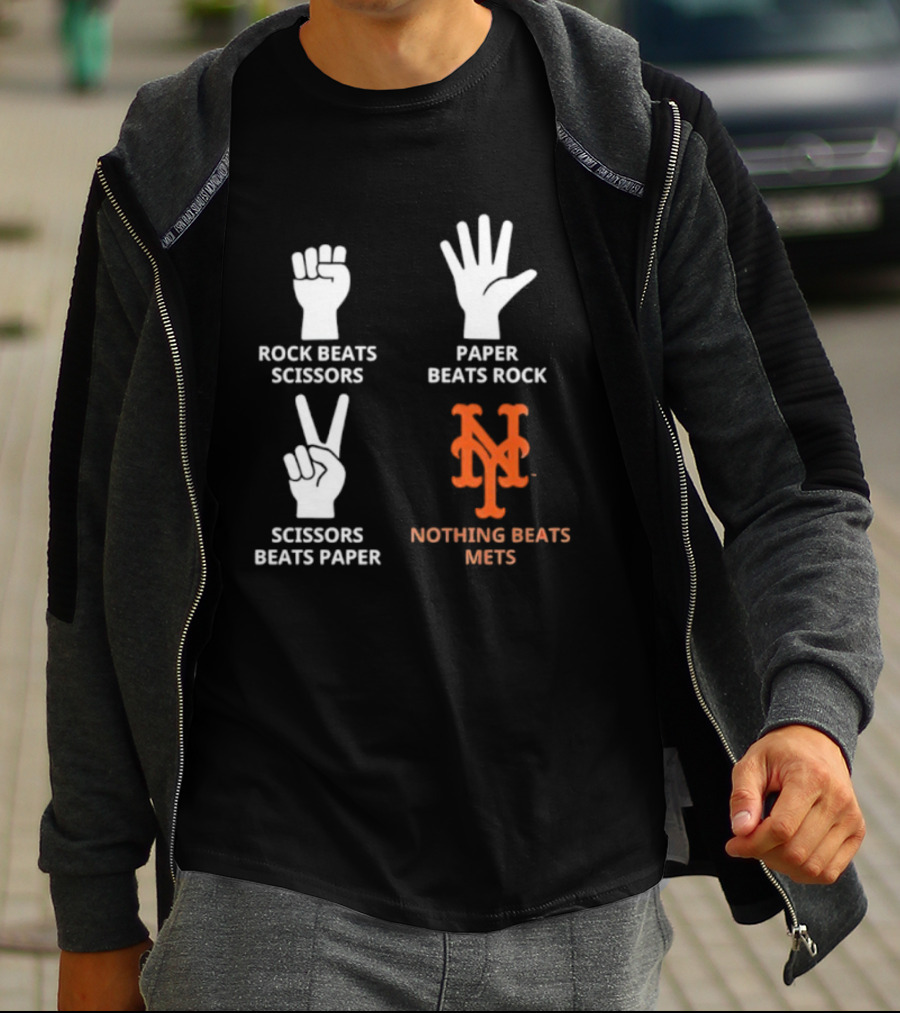 Rock Paper Scissors Beats Nothing Beats Mets T-Shirt