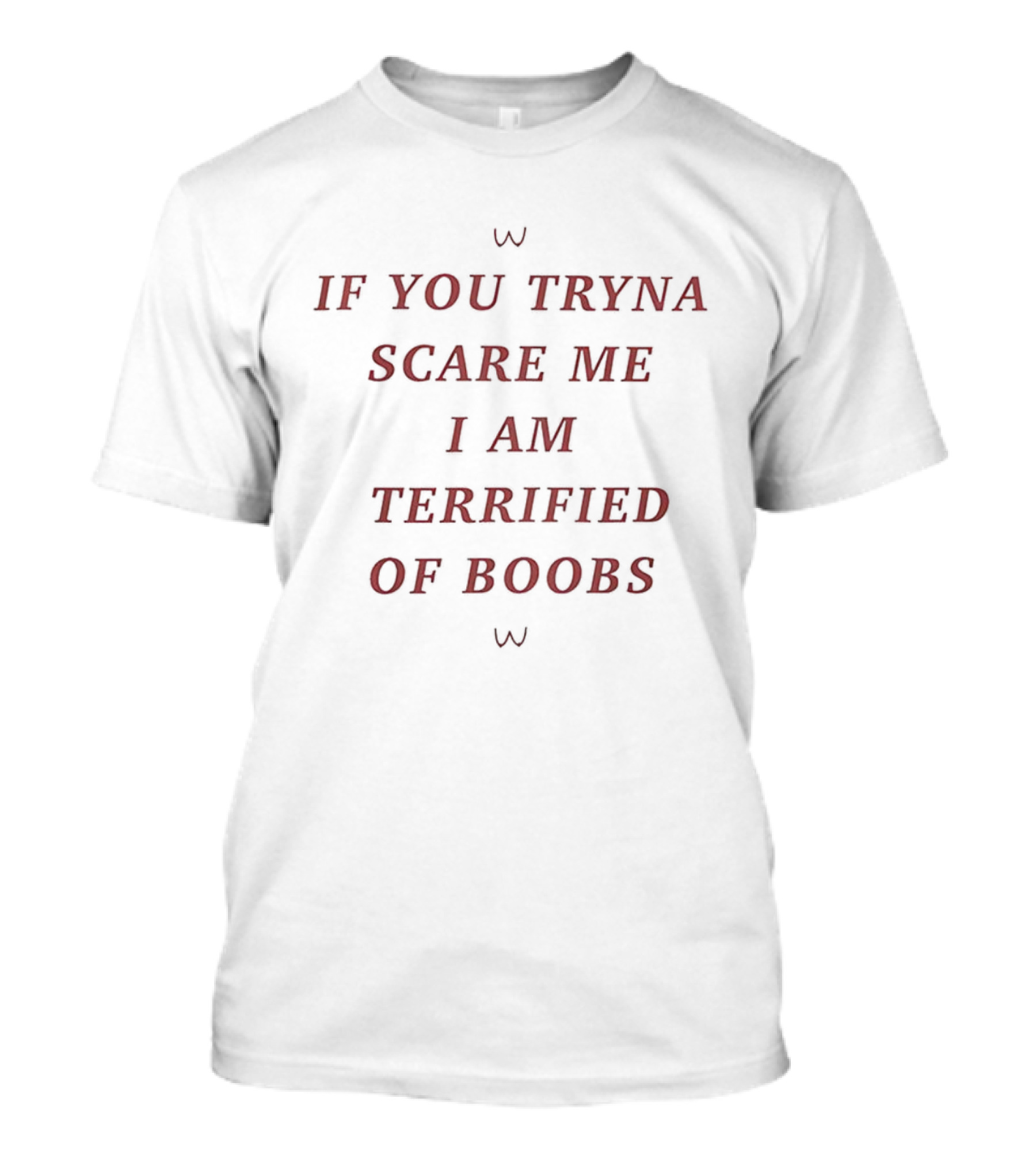 IF YOU TRYNA SCARE ME I AM TERRIFIED OF BOOBS MEME T-Shirt