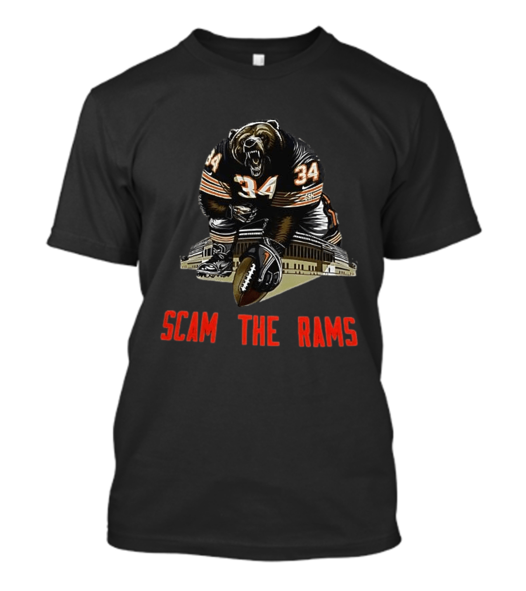 Chicago Bears 34 Scam The Rams Gridiron Showdown T-Shirt