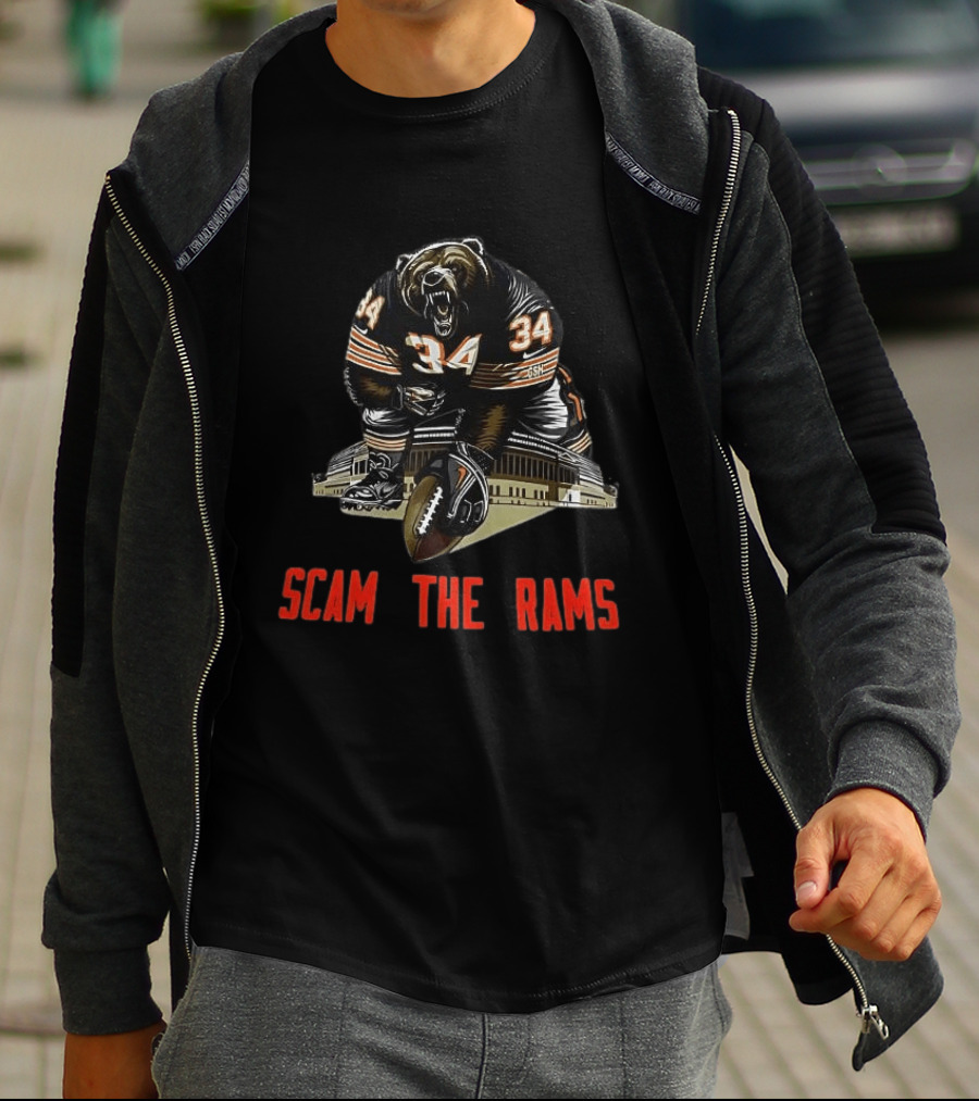 Chicago Bears 34 Scam The Rams Gridiron Showdown T-Shirt