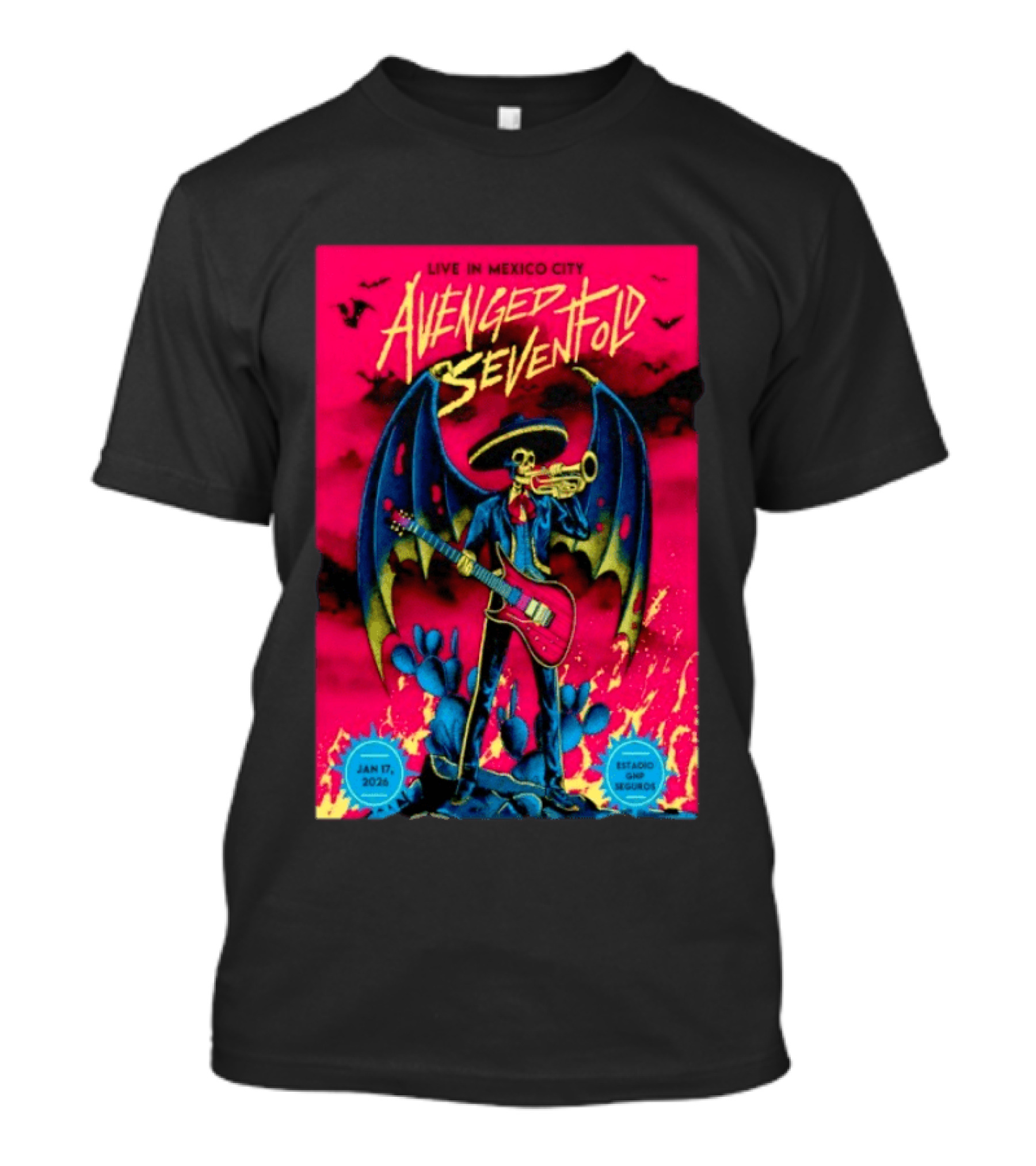 Avenged Sevenfold Live In Mexico City Estadio Foro Sol Jan 17 2026 Event T-Shirt