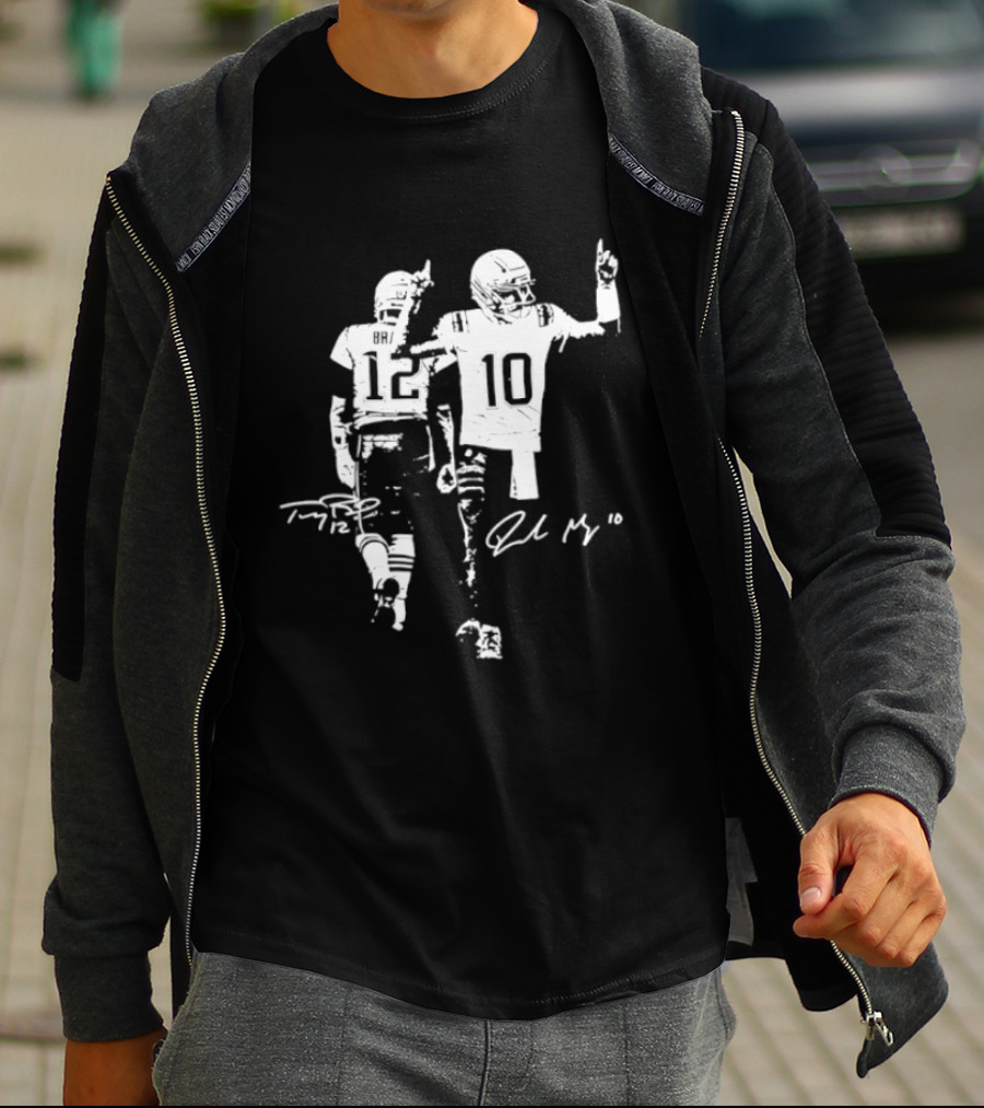 Tom Brady Drake Maye 12 10 New England Football Signatures T-Shirt