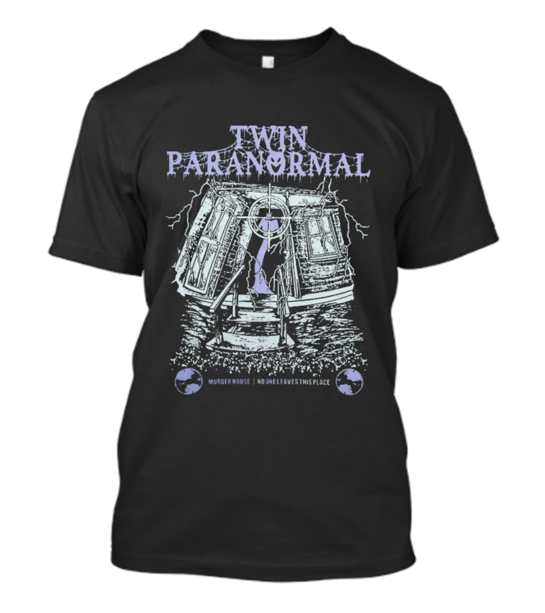 Twin Paranormal Haunted Murder House No One Leaves This Place Nightmare Month T-Shirt