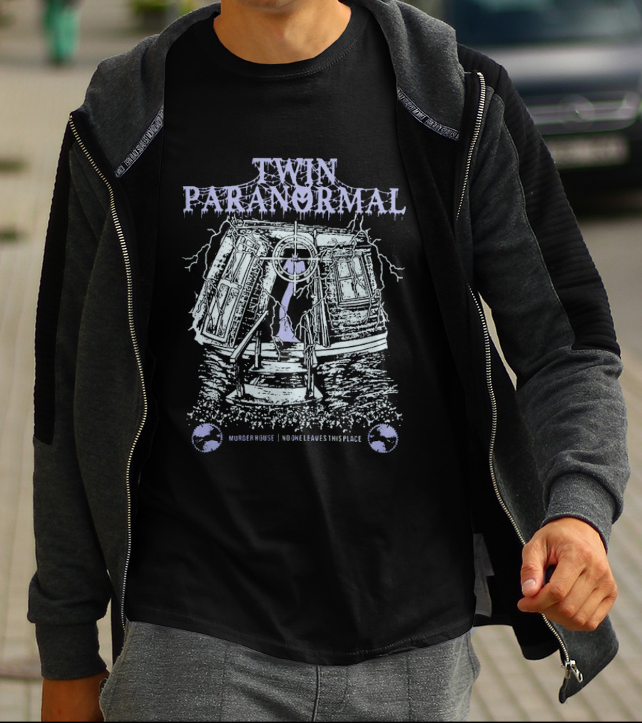 Twin Paranormal Haunted Murder House No One Leaves This Place Nightmare Month T-Shirt