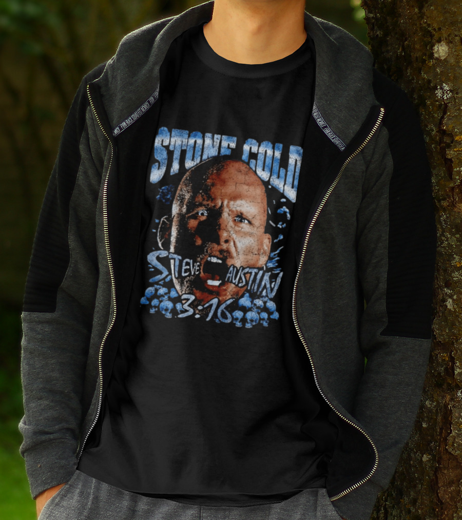 Stone Cold Steve Austin 3 16 Ice Blue Cracked Effect T-Shirt