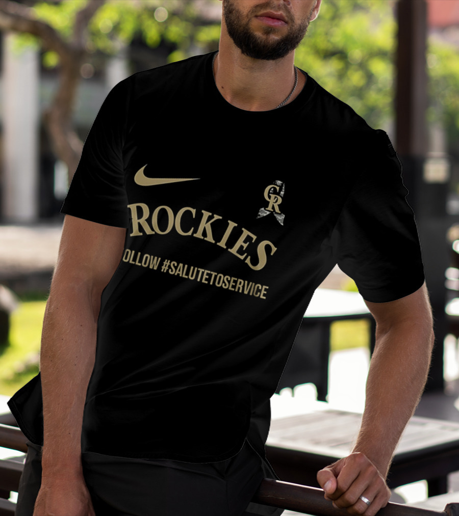 Nike Colorado Rockies Follow #SaluteToService Honor Empower Connect Military T-Shirt