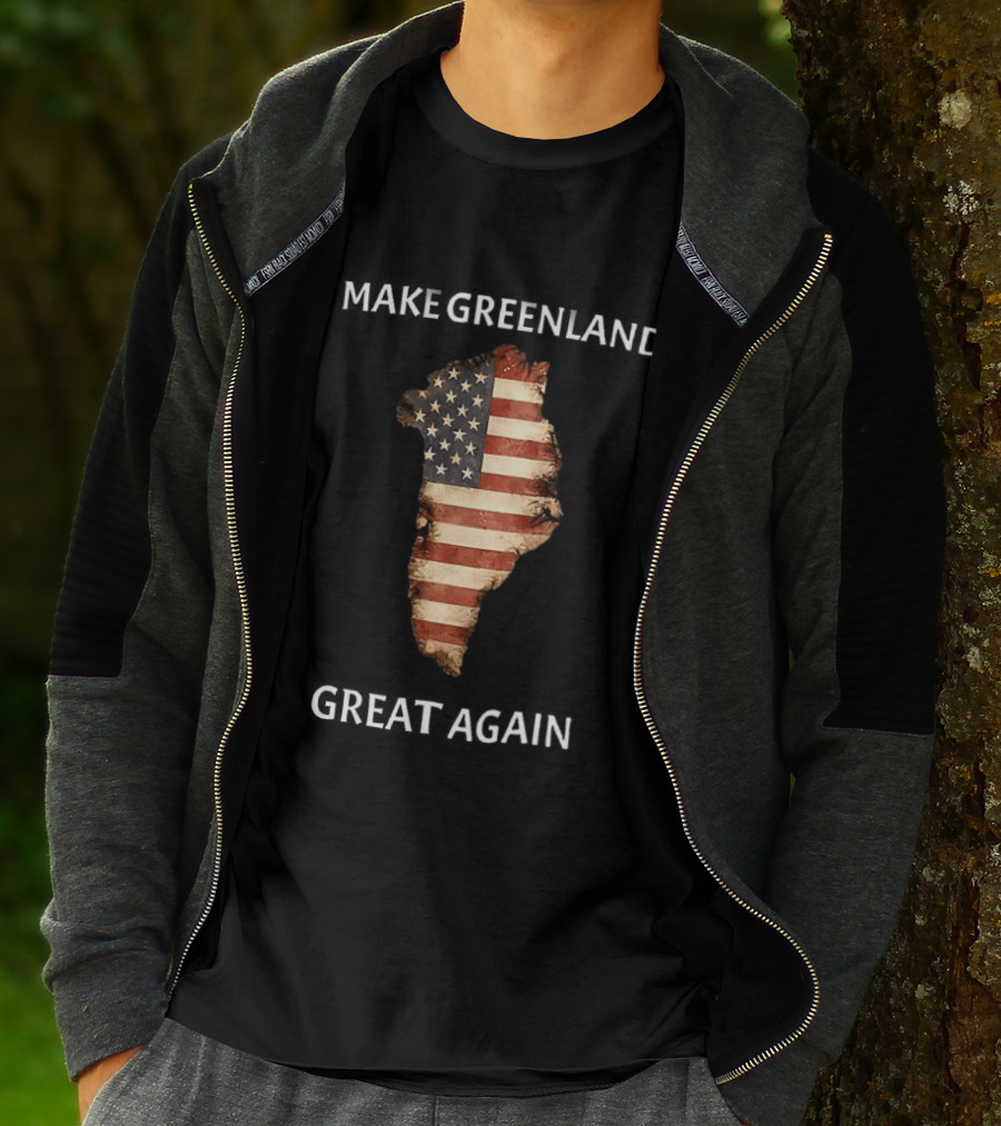 Make Greenland Great Again USA Flag Greenland Map T-Shirt