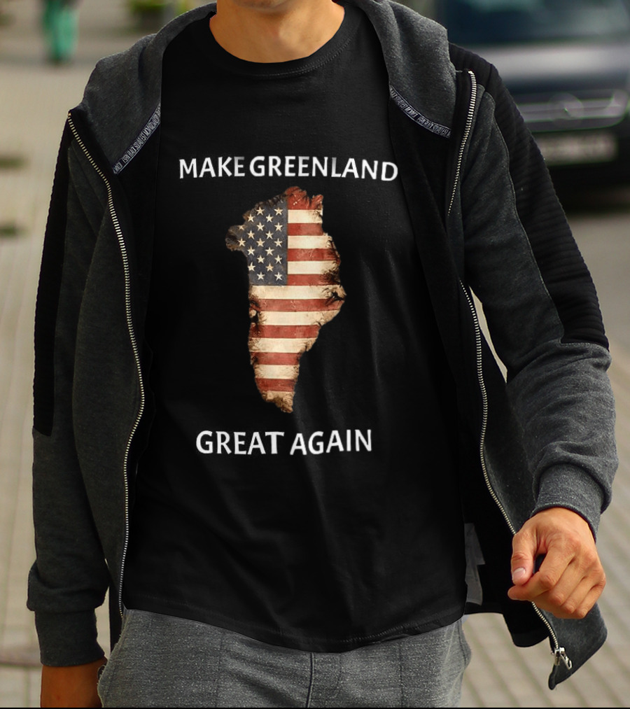 Make Greenland Great Again USA Flag Greenland Map T-Shirt