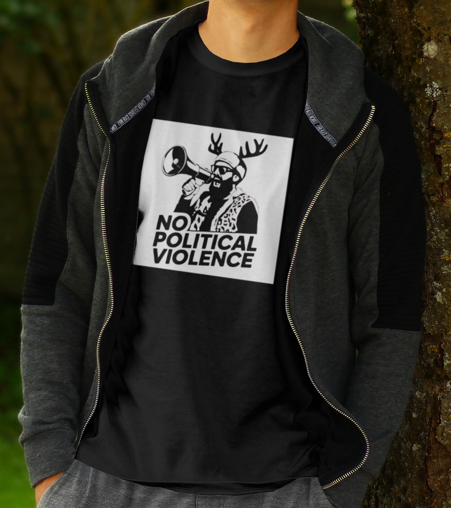 No Political Violence Antler Activist With Megaphone T-Shirt