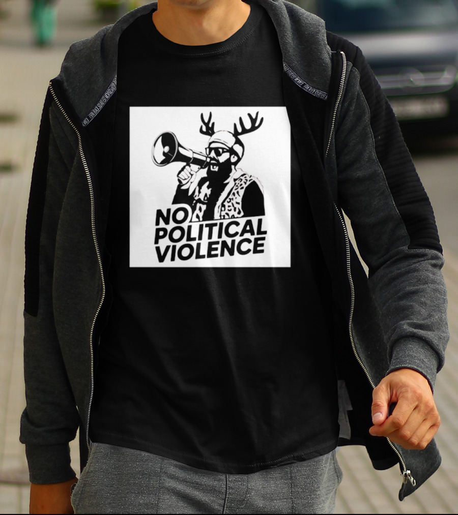 No Political Violence Antler Activist With Megaphone T-Shirt