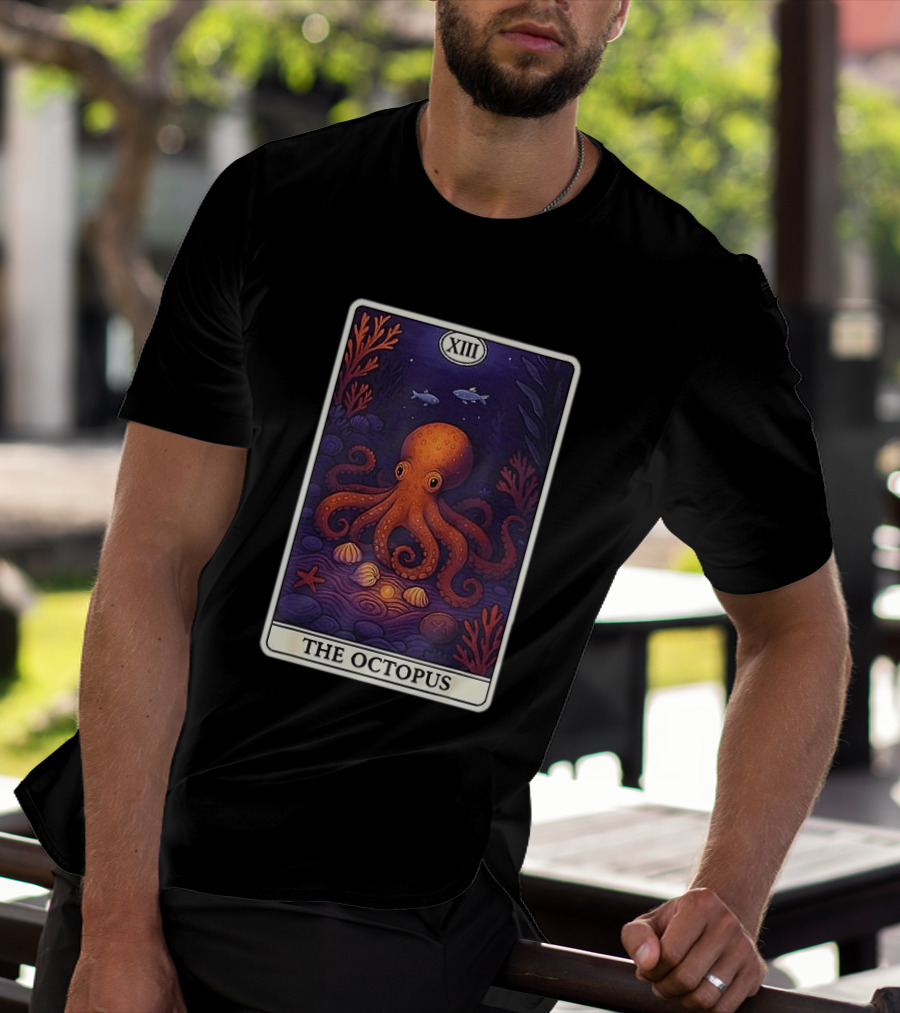 Octopus Tarot Card XIII Ocean Creatures Underwater Scene T-Shirt