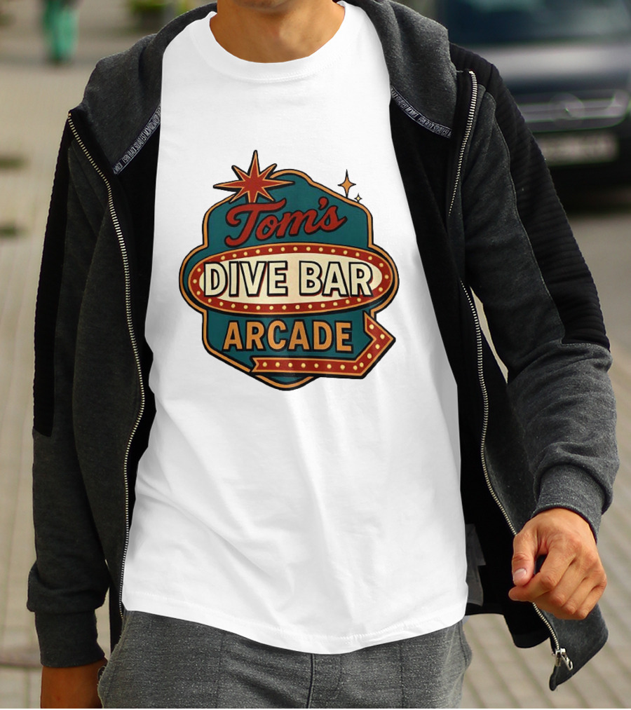 Tom's Dive Bar Arcade Retro Sign Neon T-Shirt